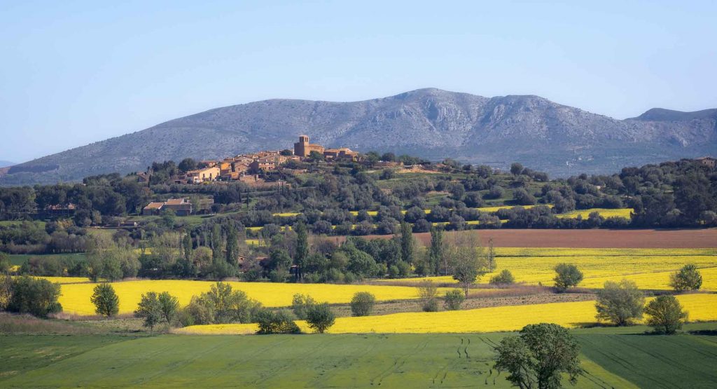 Foto de campos y pueblo del Empordà en Girona