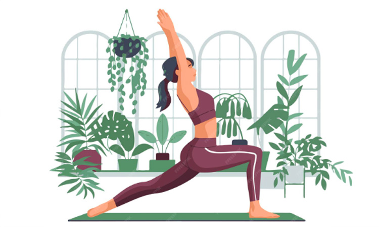 Dibujo de una chica en la postura del guerrero I