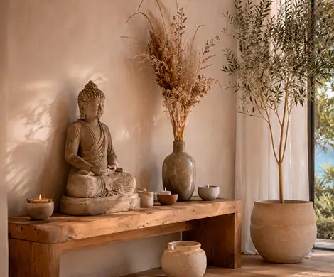 Imagen de altar de yoga en estudio de yoga