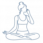 Ilustración de una mujer practicando Pranayama.